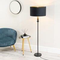 ValueLights Marissa Black & Gold Shade with Black Stacked Ball Floor Lamp with LED Bulb