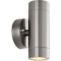 Netlighting Palin Outdoor Up Down Wall Lamp 2 Light Brushed Stainless Steel IP65 in Grey