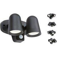 Netlighting LED Black Twin Spot Floodlight with PIR 230V IP65 18W
