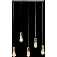 Netlighting Knightsbridge CALLA 230V E27 Vintage 5 Light Bar Pendant Brushed Chrome CALVI5BBC in Grey