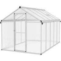 OUTSUNNY Aluminium Greenhouse with/ Door Window Galvanised Base PC Panel in Silver