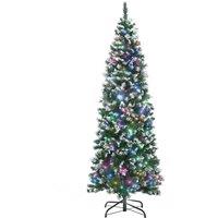 HOMCOM 6FT Prelit Pencil Artificial Christmas Tree 618 Tips Colourful LED in Green