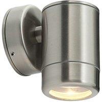 Netlighting Odyssey Outdoor Wall IP65 7W Brushed Stainless Steel & Clear Glass 1 Light Dimmable IP65 GU10 in Grey