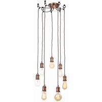 Netlighting Padua 7 Light Cluster Pendant Ceiling Light Antique Copper Black in Brown