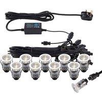 Netlighting Ikonpro Cct LED 10 Light Outdoor Recessed Light Kit Polished Stainless Steel Clear IP67