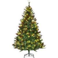 HOMCOM 6FT Pre-Lit Christmas Tree Artificial Spruce Tree Holiday Dcor Stand in Green