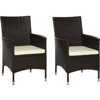 OUTSUNNY 2PC Outdoor Rattan Armchair Wicker Dining Chair Set for Garden in Dark Brown | Size: 2 Pack