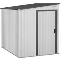 OUTSUNNY 7 x 5FT Garden Shed w/ Foundation Lean to Metal Tool Shed in White