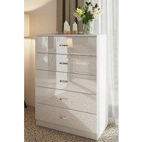 FWStyle Chilton White Gloss 5 Drawer Chest (H) 100cm (W) 70cm (D) 40cm