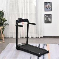 HOMCOM 1.85HP Foldable Electric Treadmill Fitness Safety Lock LED Screen in Black | Size: Standard