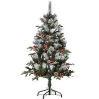 HOMCOM 4FT Artificial Snow Dipped Christmas Tree Xmas Pencil Tree Holiday in Green