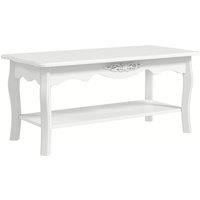 HOMCOM Wooden Coffee Tea Table Modern White Shelf Storage Living Room Home Furniture