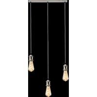 Netlighting Knightsbridge CALLA 230V E27 Vintage 3 Light Bar Pendant Brushed Chrome CALVI3BBC in Grey
