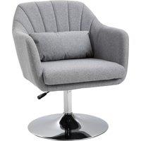 HOMCOM Stylish Retro Linen Swivel Tub Chair Steel Frame Cushion Seat in Light Grey
