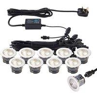 Netlighting Ikonpro Cct LED 10 Light Outdoor Recessed Light Kit Polished Stainless Steel Clear IP67