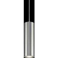 Netlighting Knightsbridge Dasan Single Long Fixed Round Pendant Brushed Chrome DAB1FRBC in Grey