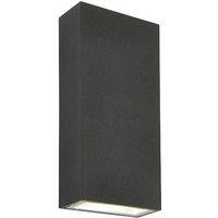 Netlighting Morti Integrated LED 2 Light Outdoor Up Down Wall Light Textured Dark Matt Anthracite Glass IP44 in Black