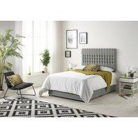 Somnior Galaxy Sprung Memory Foam 2 Drawer Divan Bed with Upholstered Headboard Linen Fabric in Silver | Size: Small Single