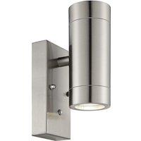 Palin Outdoor Up Down Wall Photocell Light IP44 7W Brushed Stainless Steel