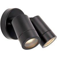 Netlighting Palin 2 Light Outdoor Spotlight Matt Black Glass IP44 GU10