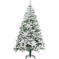 HOMCOM 6' Snow Flocked Artificial Christmas Tree 750 Realistic Branches in Green | Size: 6ft