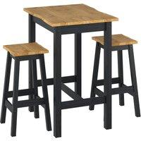 Core Products Corona Black Live Edge Small Rectangular High Breakfast Bar Table & Pair Bar Stool Set