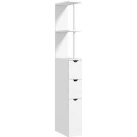 HOMCOM Tall Bathroom Cabinet, Bathroom Storage Cabinet W/ Shelf, Drawers in White
