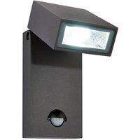 Netlighting Morti Integrated LED PIR 1 Light Outdoor Wall Light Textured Dark Matt Anthracite Glass IP44 in Black