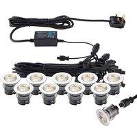 Netlighting Ikonpro Cct LED 10 Light Outdoor Recessed Light Kit Polished Stainless Steel Clear IP67