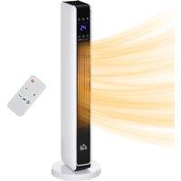 HOMCOM 2200W Indoor Tower Space Fan Heater 10-49 degree Timer Remote in White