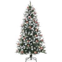HOMCOM 6FT Artificial Snow Dipped Christmas Tree Xmas Pencil Tree Holiday in Green