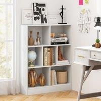 Costway 7-Cube Bookshelf 3-Tier Cubby Storage Organizer Wooden Cube Bookcase in White
