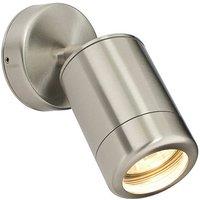 Netlighting Atlantis Outdoor Coastal Spot Wall IP65 7W Marine Grade Brushed Stainless Steel & Clear Glass in Grey