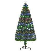 HOMCOM 5FT Pre Lit Artificial Christmas Tree Lights Star Topper Metal Base in Green
