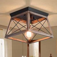Industrial Metal Flush Mount Ceiling Light Mini Farmhouse