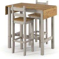 Core Products Corona Grey Rectangular High Breakfast Bar Drop Leaf Table & Bar Chair Set