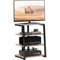 HOMCOM Corner TV Stand Cabinet for 28 TVs with Shelves, Extension Lead Hold in Grey