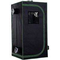 OUTSUNNY Mylar Hydroponic Grow Tent w/ Floor Tray for Indoor Plant 60x60x140cm in Jet Black | Size: 60 x 60 x 140 cm