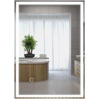 HOMCOM Bathroom Illuminated Mirror with 3 Colour LED Lights Defogging Film in Silver