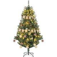 HOMCOM Decorated Artificial Christmas Tree with Warm White LED Lights, Auto Open in Green | Size: 6ft