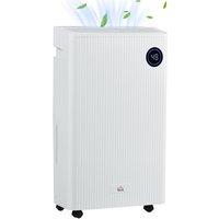 HOMCOM 16L/Day 5.5L Dehumidifier with Air Purifier, UVC, Ioniser, Timer in White