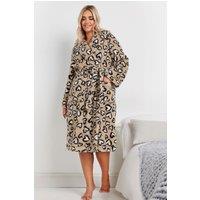 Yours Women's Shawl Dressing Gown in Brown | Size: 26-28