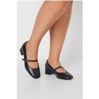 Yours Women's Extra Wide Fit Faux Leather Mary Jane Block Heels in Black | Size: 7EEE