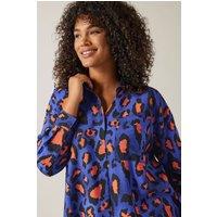 Evans Women's Leopard Print Oversized Shirt in Blue | Size: 22-24