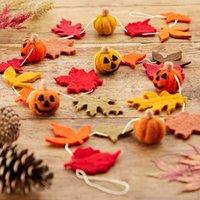 Paper High Felt Pumpkin & Leaves Autumn Garland in Orange