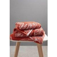 Fusion 'Matteo' Luxury 100% Cotton Leaf Motif Jacquard Towel in Terracotta | Size: Bath Sheet