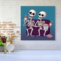 Warren Reed - Designer Skeletons At The Cinema Canvas | Size: w10 inch x h10 inch