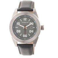 Morphic Men's M63 Series Leather-Band Watch w/Date in Grey