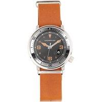 M74 Series Leather-Band Watch w/Magnified Date Display