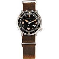 Morphic Men's M74 Series Leather-Band Watch w/Magnified Date Display in Gold